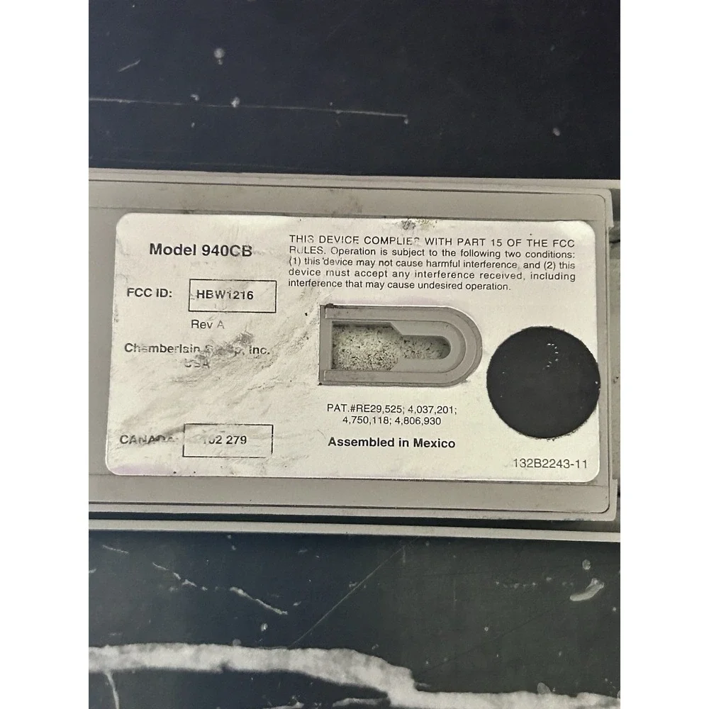 Chamberlain 940EV/EVC Garage Door Opener Keypad Model